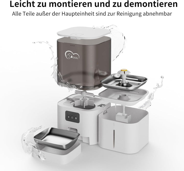 DOEL 2-in-1 Automatischer Katzenfutter und Wasserspender, 2,4G/5G WiFi | Grossraum, App-Steuerung, S