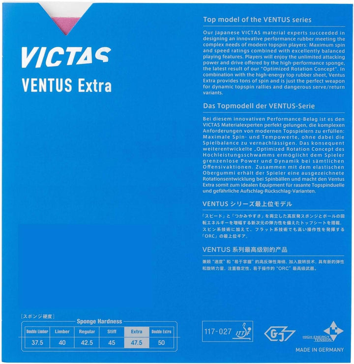 VICTAS Belag Ventus Extra rot 2,3 mm, rot 2,3 mm