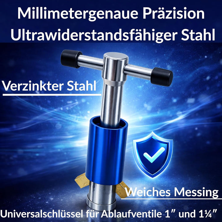Universalschlüssel für Ablaufgarnitur 1" & 1 1/4" | Montageschlüssel für Ablaufventil Waschbecken &