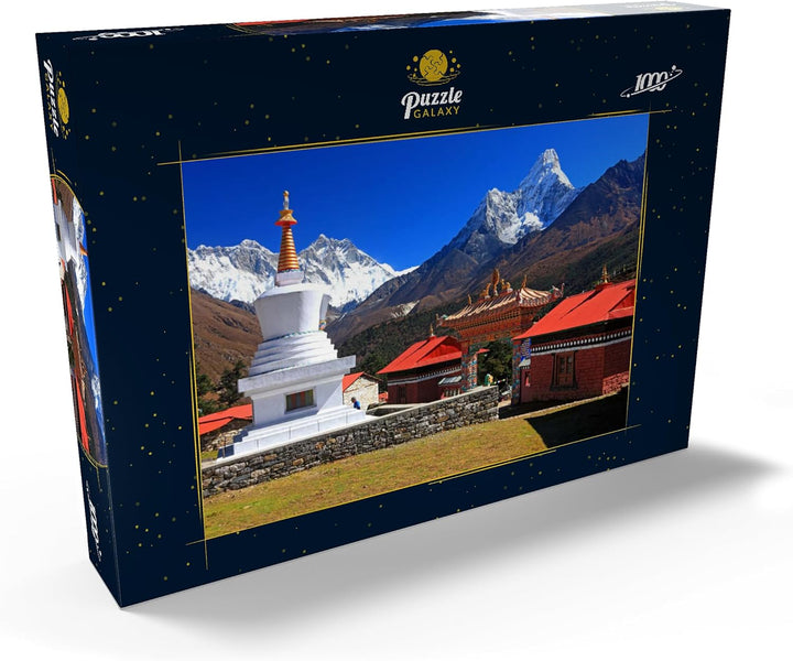 Stupa in der buddhistischen Klosteranlage Tengpoche gegen Mount Everest - Premium 1000 Teile Puzzle