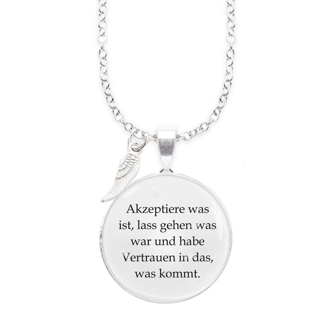 Spruchketten BY LIEBLICHKEITEN Nickelfreie Kette 80 cm mit Anhänger Spruch in 2,5cm grosser Glaslins