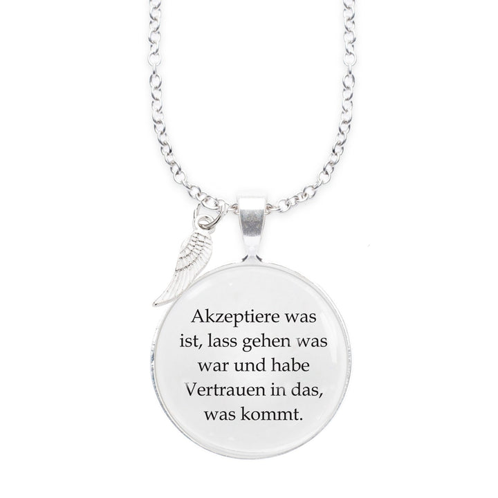 Spruchketten BY LIEBLICHKEITEN Nickelfreie Kette 80 cm mit Anhänger Spruch in 2,5cm grosser Glaslins