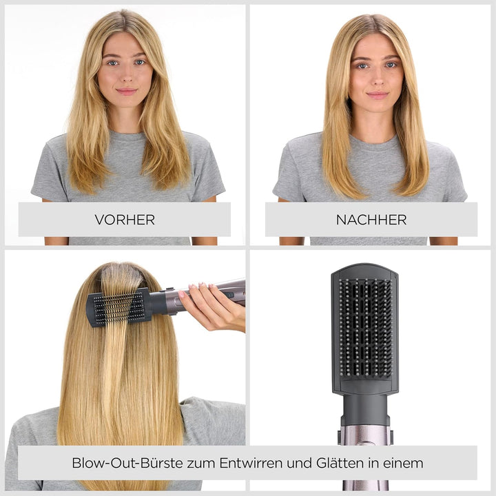 BaByliss Air Style 1000 Warmluftbürste mit 4 Aufsätzen zum Trocknen, Locken, Glätten und für Volumen