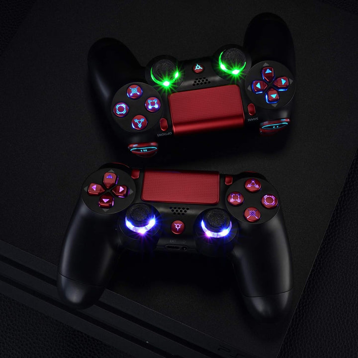 eXtremeRate Tasten für ps4 Knöpfe D-Pad Trigger Thumbsticks Buttons DTFS LED Kit kompatibel mit ps4