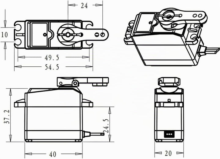 YUNIQUE DEUTSCHLAND Digital Coreless Servomotor DS3235 PRO 7.4V 35KG mit 25T Nocken für Roboter-LKW-
