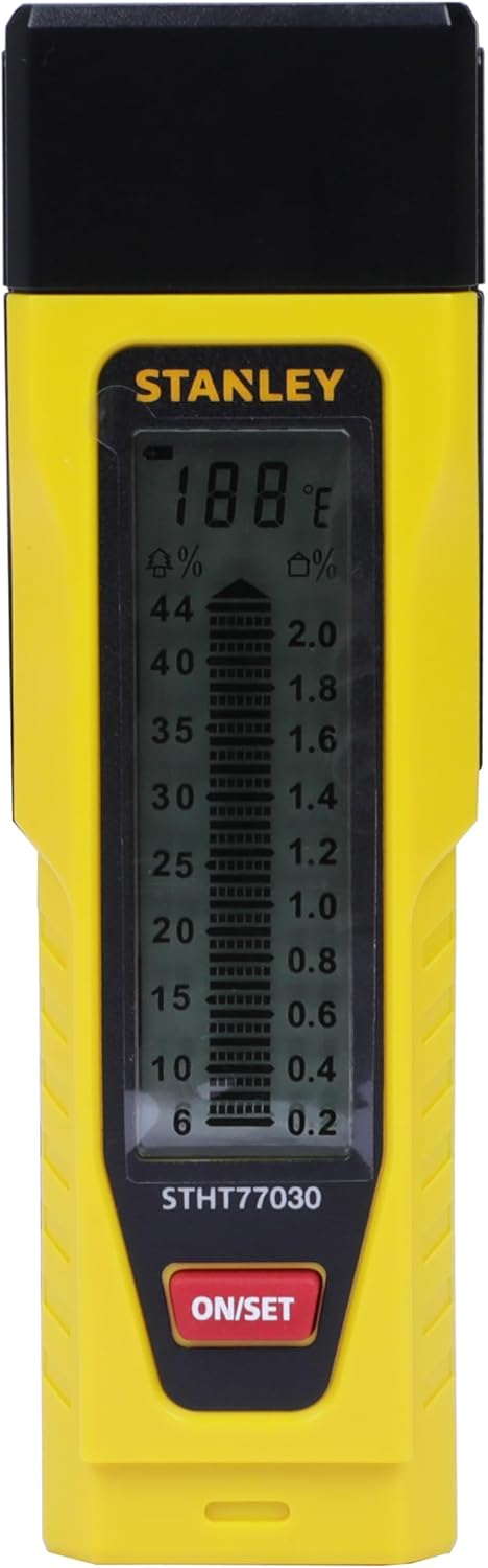 Stanley Feuchtigkeitsmesser (display mit Balkengrafik und zwei Messskalen, schlagfestes Gehäuse)