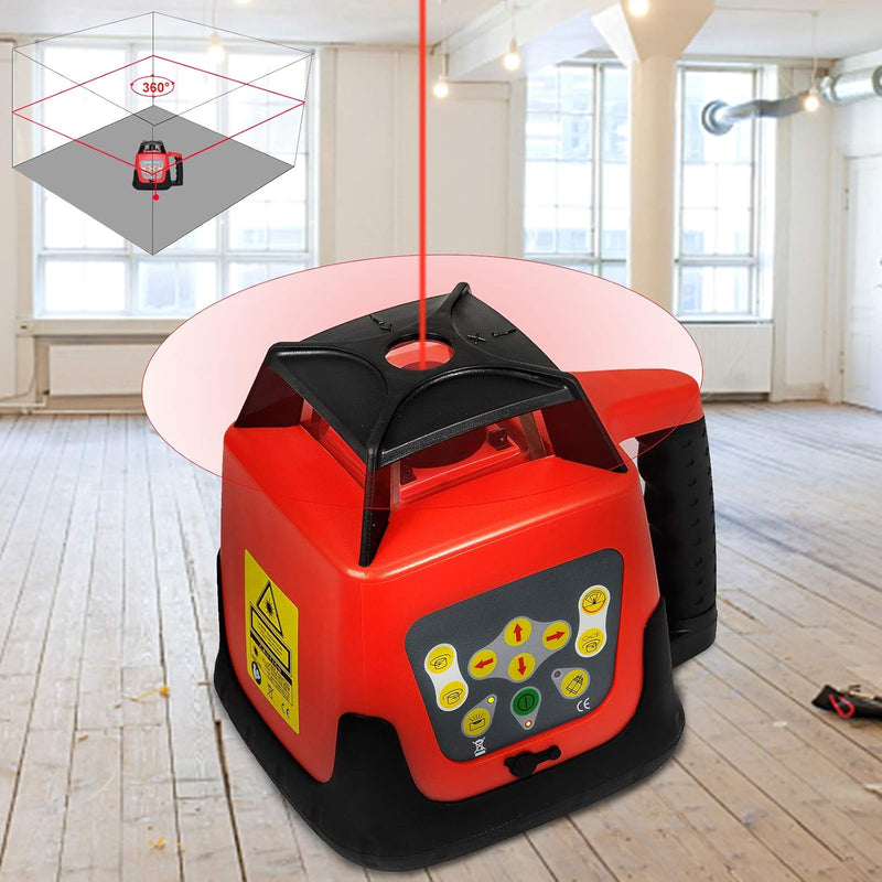 FORAVER Professional Rot Rotationslaser max. Arbeitsbereich 500 m, Linienlaser 360 Grad Laser höhenm