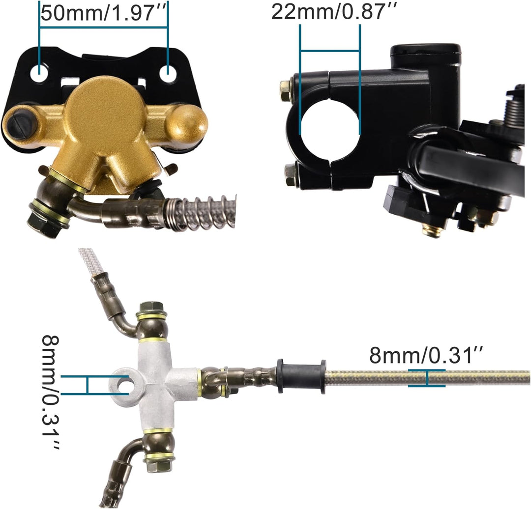 GOOFIT Frontscheibenbremse Hauptbremszylinder Hydrauliksattel Ersatz für China 50cc 70cc 90cc 110cc