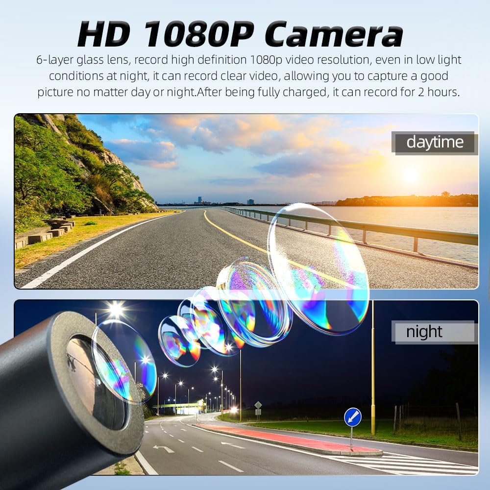 VSYSTO Fahrrad Motorrad Helm Kamera, Auto Power On/Off, WiFi HD 1080P 150 ° Weitwinkel Sternlicht Na