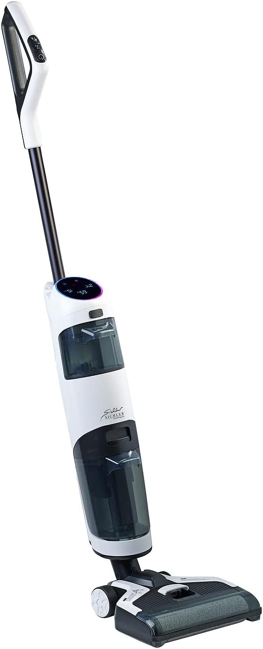 Sichler Haushaltsgeräte Staubsauger: High Power 2in1-Boden-Wischsauger mit Akku, OLED-Display, 17 kP