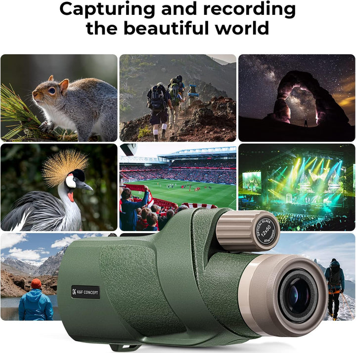 K&F Concept Monokular Teleskop 12x50 HD Handy Fernrohr Mit Arca-Schnittstelle für Vogelbeobachtung,