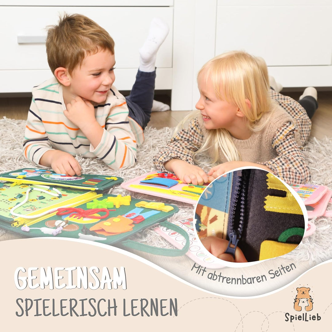 SpielLieb® Montessori Busy Board Deutsch ab 3 Jahre - interaktives Activity Board Spielzeug für Klei