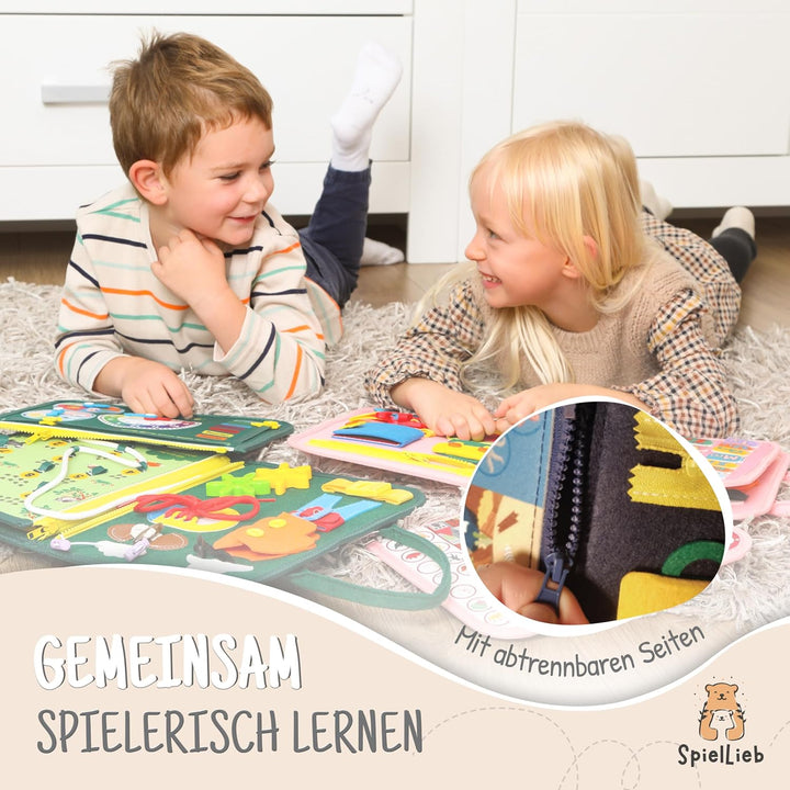 SpielLieb® Montessori Busy Board Deutsch ab 3 Jahre - interaktives Activity Board Spielzeug für Klei