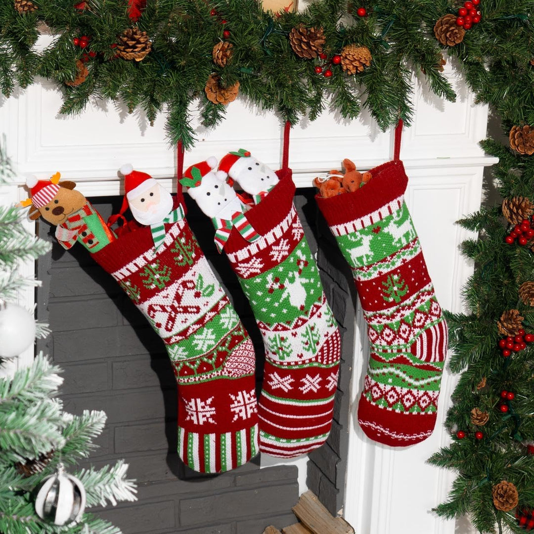 JOYIN 3 Pack 45.7cm Gestrickte, grosse rustikale Zopfmuster Nikolausstrumpf-Nikolausstiefel für für