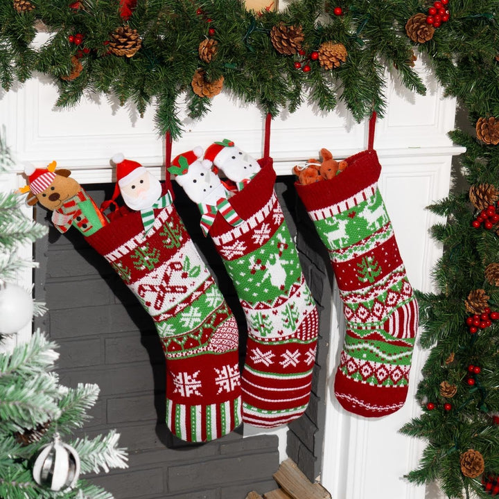 JOYIN 3 Pack 45.7cm Gestrickte, grosse rustikale Zopfmuster Nikolausstrumpf-Nikolausstiefel für für
