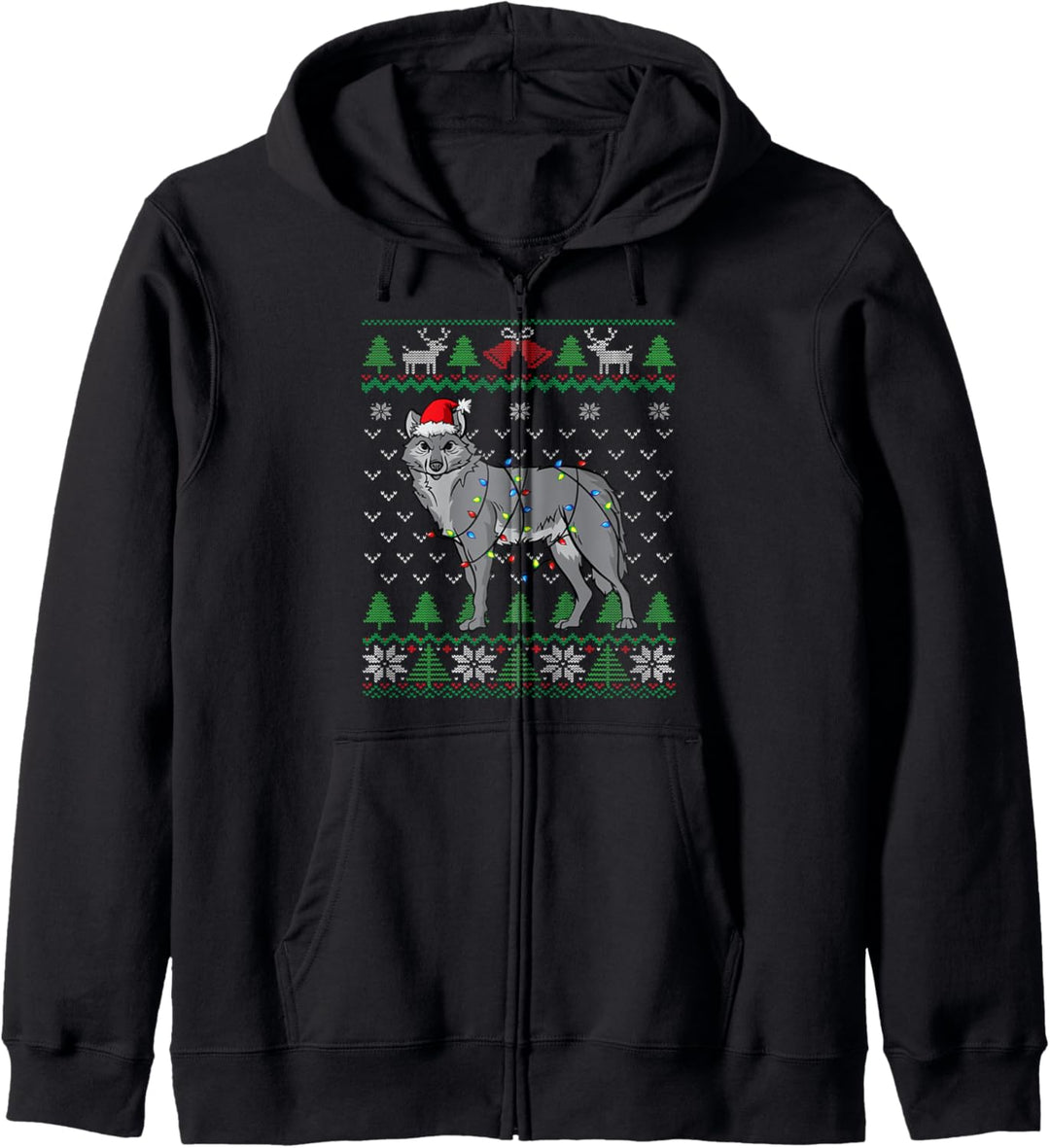Wolf | Weihnachten Wolf Ugly Christmas Kapuzenjacke