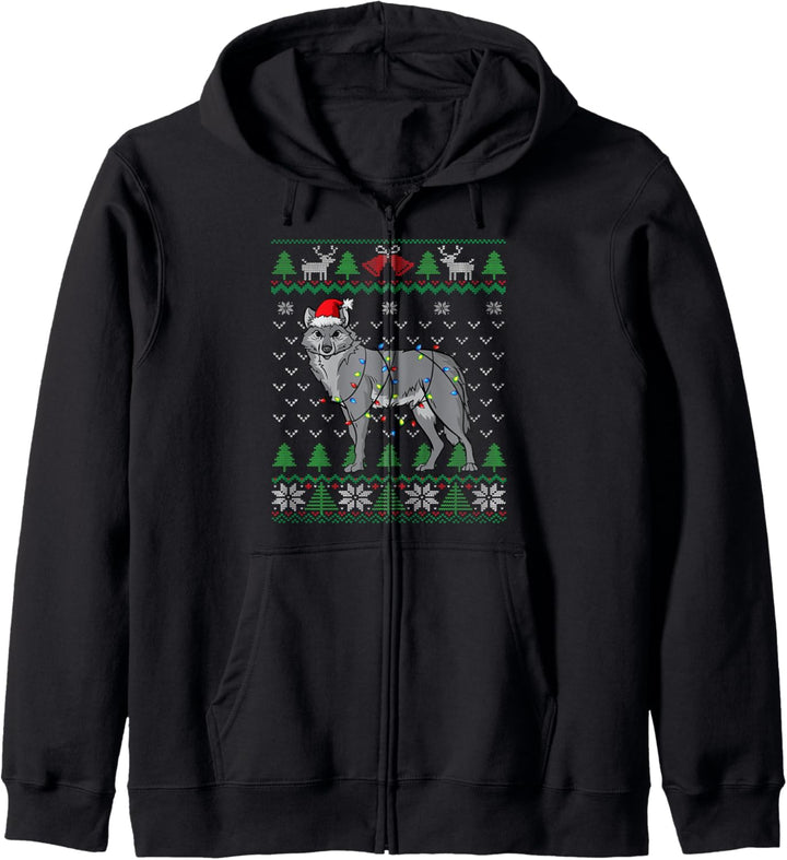 Wolf | Weihnachten Wolf Ugly Christmas Kapuzenjacke