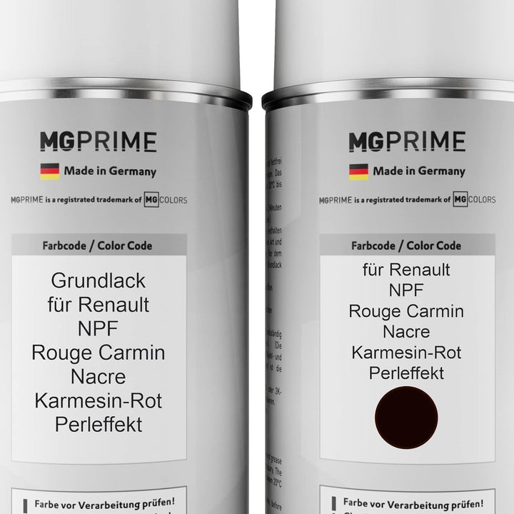 MG PRIME Autolack Sprühdosen Set für Renault NPF Rouge Carmin Nacre/Karmesin-Rot Perleffekt Grundlac