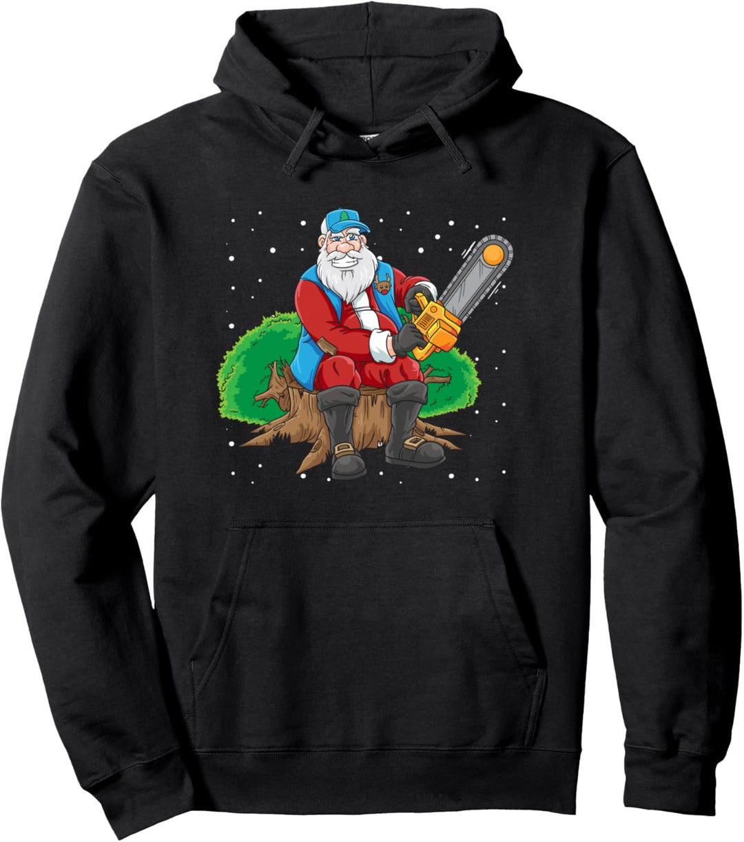 Holzfäller Weihnachtsmann Holz Weihnachten Kettensäge Pullover Hoodie