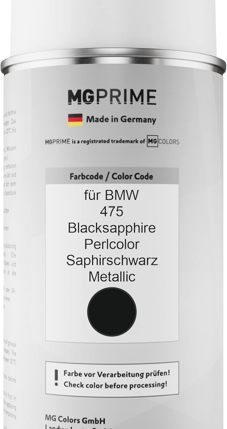 MG PRIME Autolack 2K Spraydosen Set für BMW 475 Blacksapphire Perlcolor/Saphirschwarz Metallic Basis