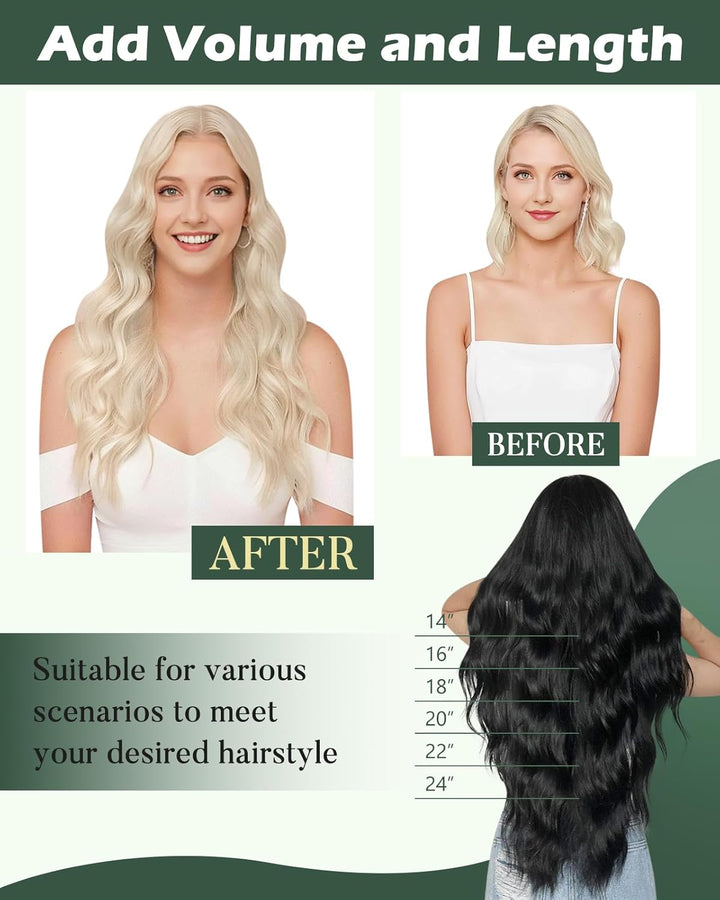 Ugeat Tressen Echthaar Platinblond 45 cm Extensions Tressen Echthaar Blond Glatt Haartressen Platinb