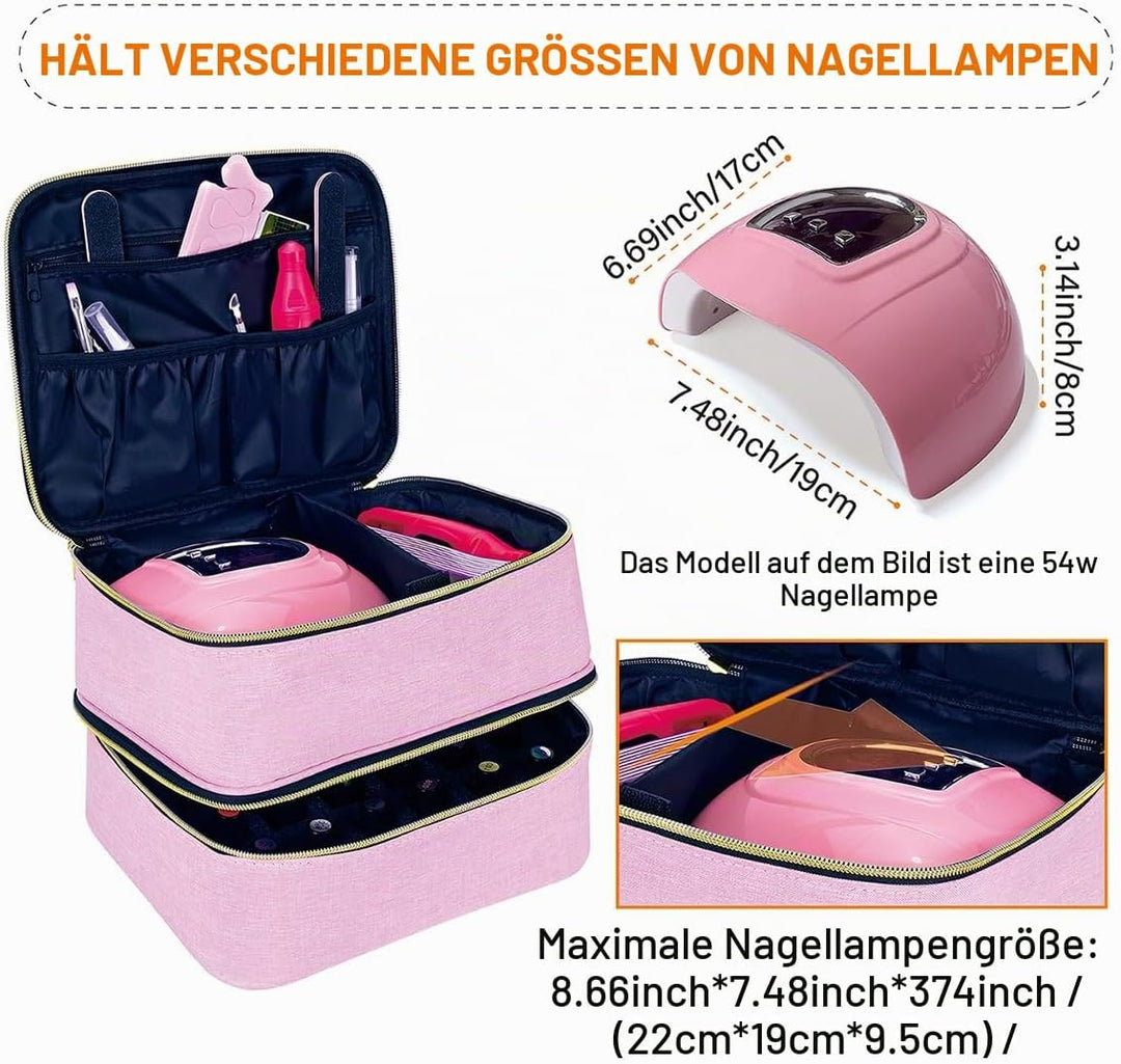 Nagellack Aufbewahrung Tasche Doppelschicht Nagellack Organizer Lagerung 30 Flaschen (15 ml / 0,5 FL