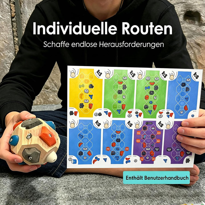 Handgefertigter Kletterblock aus Massivholz, Fingertrainer für Griffkraft mit Individuellen Routen,