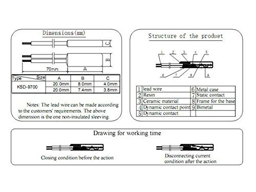 KSD9700 Thermostat-Hitzeschutz Temperaturschalter Bimetall N/O (85℃, normal geschlossen) 85℃ Normall