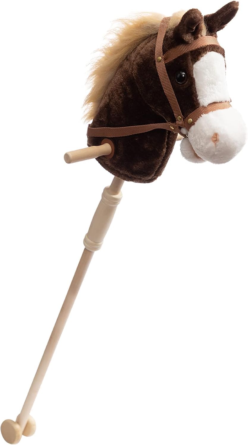 BEJOY Steckenpferd Kinder Spielzeug Pferd 91cm, Hobby Pferd Holzpferd Plüschpferd zum Reiten mit ech