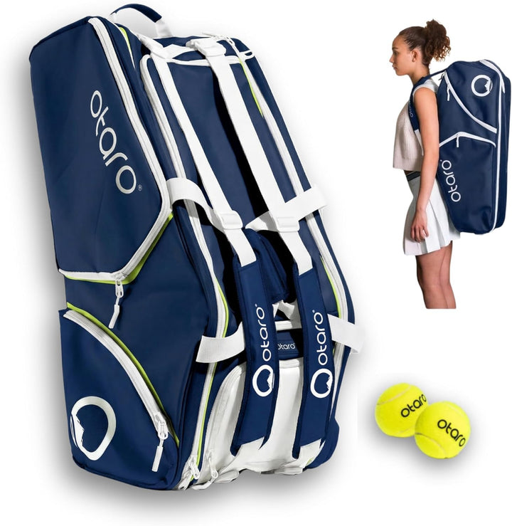 Otaro Tennistasche 82L | Tennisschläger Tasche für 4 Schläger mit Thermofach, Schuhfach & Kühlfach |