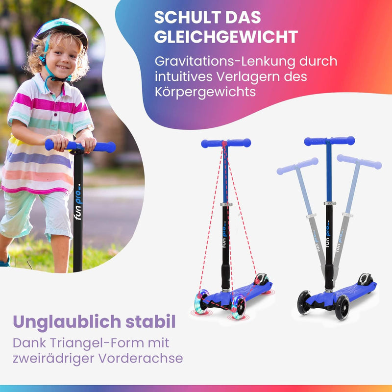 fun pro Two Roller Kinder 6 Jahre, ab Vorschulalter, bis 80KG Gewicht, der sichere Premium Roller Ki