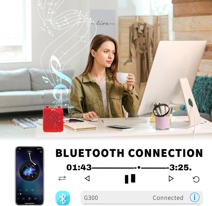 Giecy Sprachverstärker tragbar 30W 2200mAh Akku mit grosser Kapazität und Mikrofon Headset für Klass