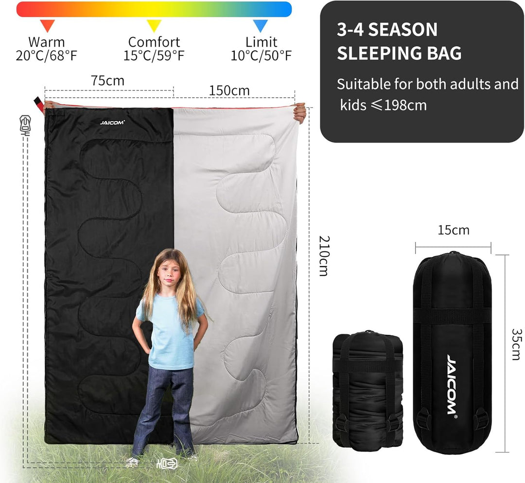 JAICOM Schlafsack - Kleines Packmass Deckenschlafsack, Leicht & Dünn Sommerschlafsack - für Camping,