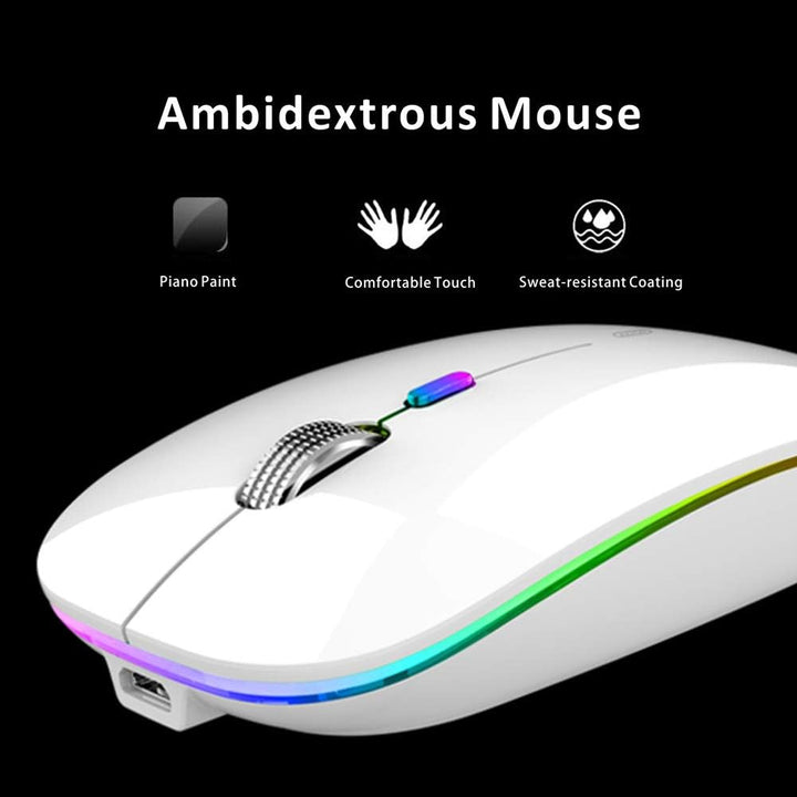 Uiosmuph G12 Maus Kabellos, LED 2.4G Leise Funkmaus Wiederaufladbar Wireless Mousemit Nano-USB-Empfä