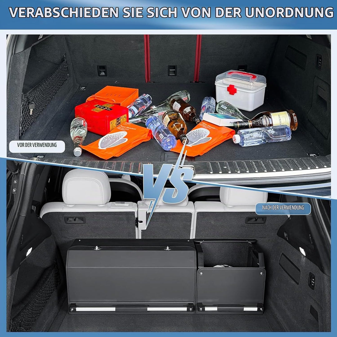 Auto Kofferraum Organizer mit Deckel – Modulares 2-in-1 Aufbewahrungsbox Gross XXL | Stabiler Zuggri