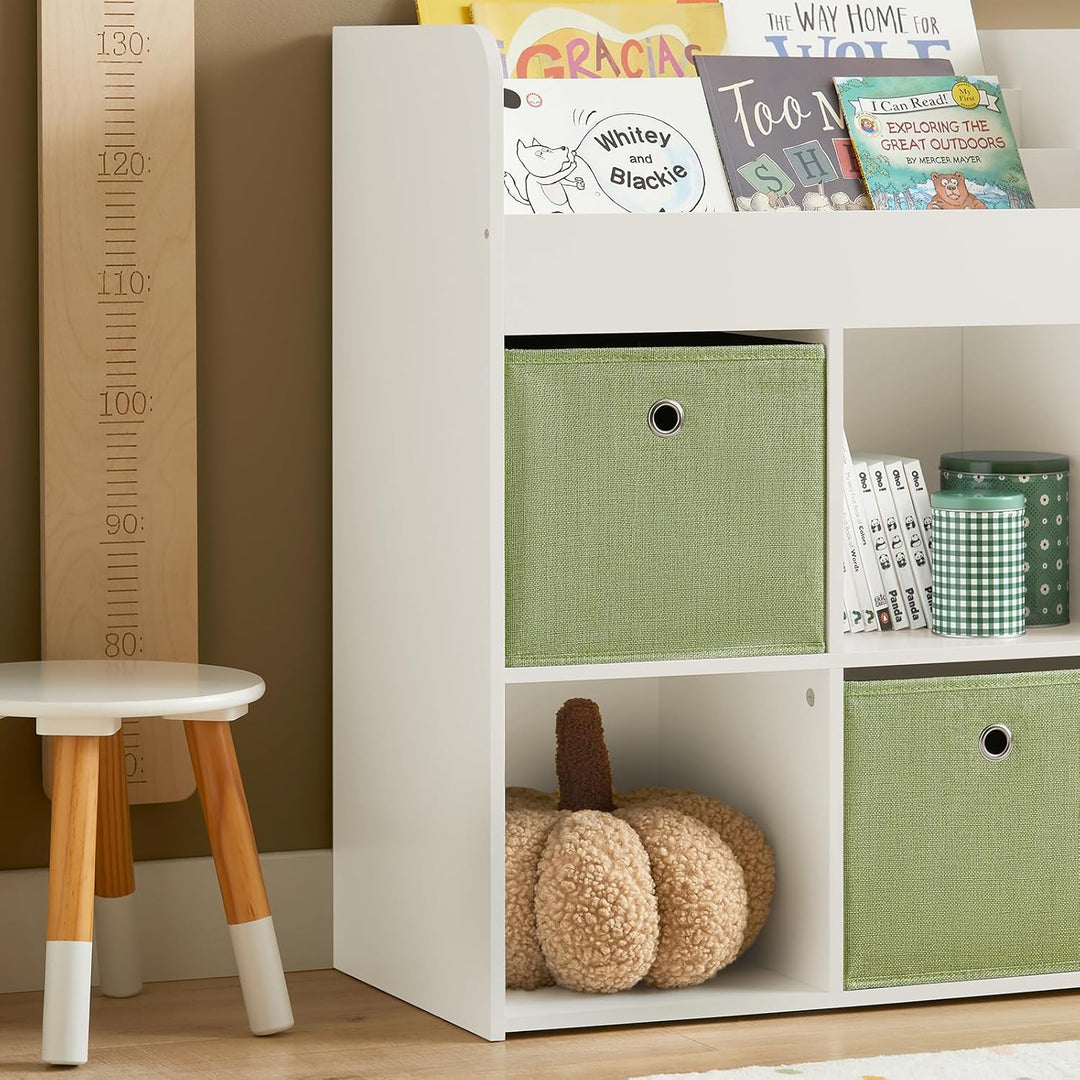 SoBuy KMB79-W Kinder Bücherregal Kinderregal mit 2 Stoffboxen Spielzeugregal Aufbewahrungsregal für