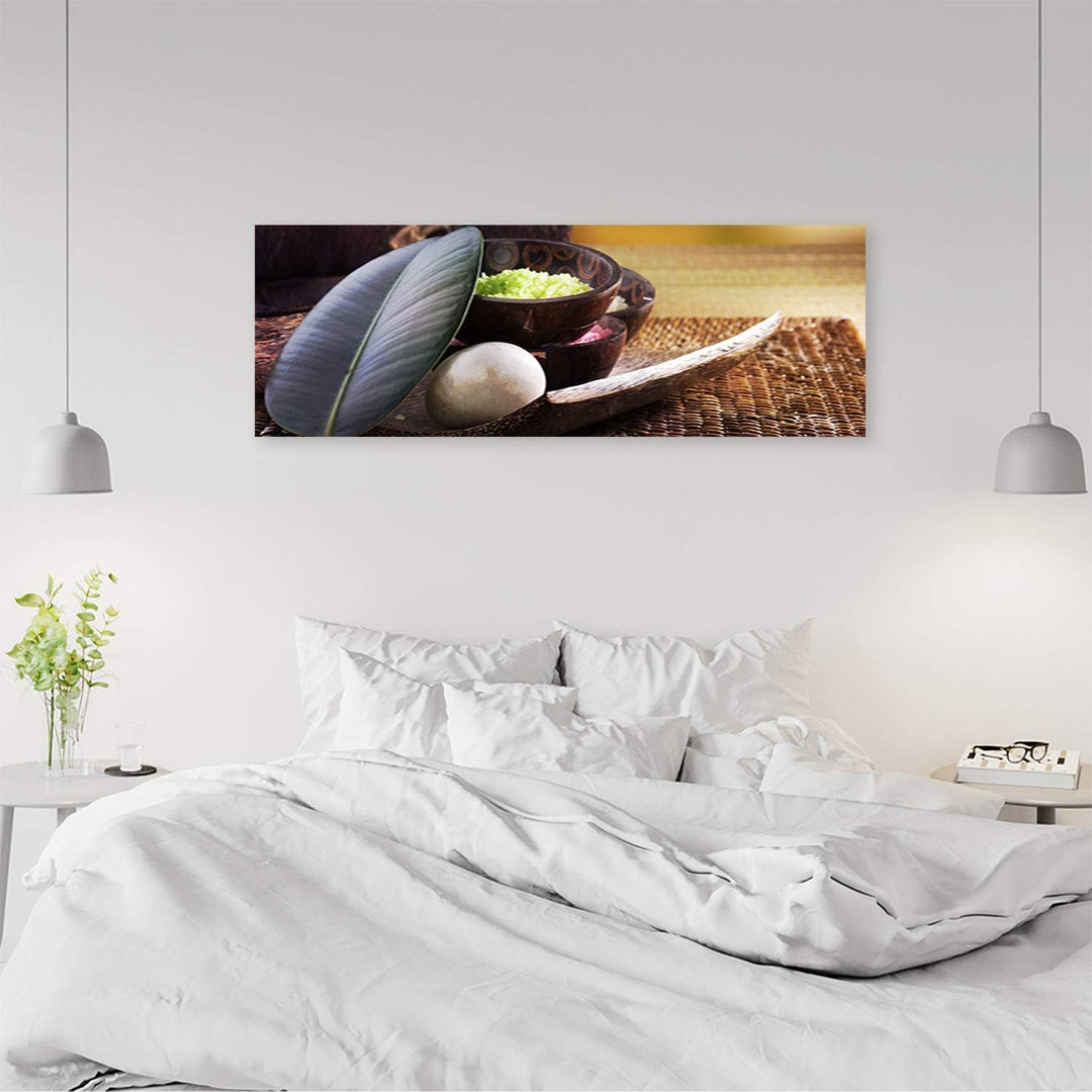 Feeby Wanddeko Spa Leinwandbild Kunstdruck Stein Braun 120x40 cm Leinwandbild 120x40 cm Braun_a, Lei