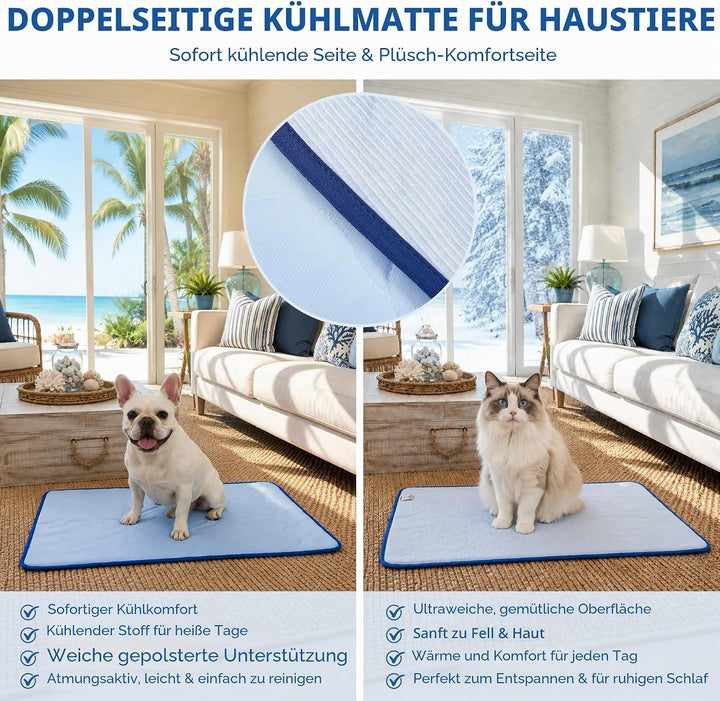 Deconovo Selbstkühlende Kühlmatte für Hunde &amp; Katzen, Atmungsaktive Kühldecke für Sommer, Faltbar &amp;