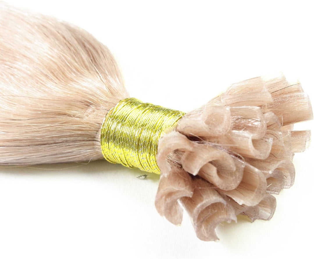hair2heart Extensions Echthaar Bondings glatt - 150 Strähnen 1g 60cm 9/31 lichtblond Gold Asch 