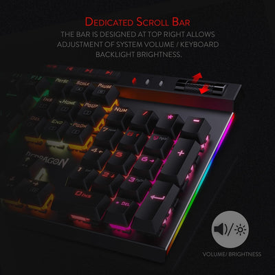 Redragon K580 VATA RGB LED Braune Schalter Mechanische Gaming Tastatur, US Layout mit Hintergrundbel