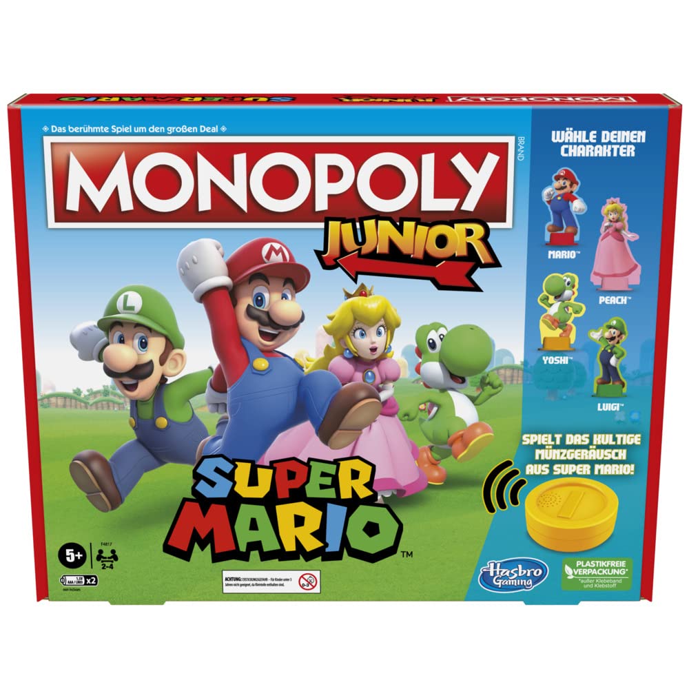 Hasbro Brettspiel Monopoly Junior Super Mario Edition für Kinder ab 5 Jahren Spielen Sie in The Mush