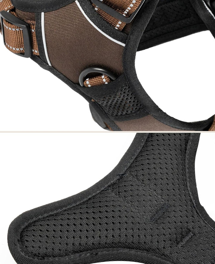 lionto Hundegeschirr gepolstert aus weichem Nylon, Grösse L, reflektierendes Anti Zug Geschirr für H