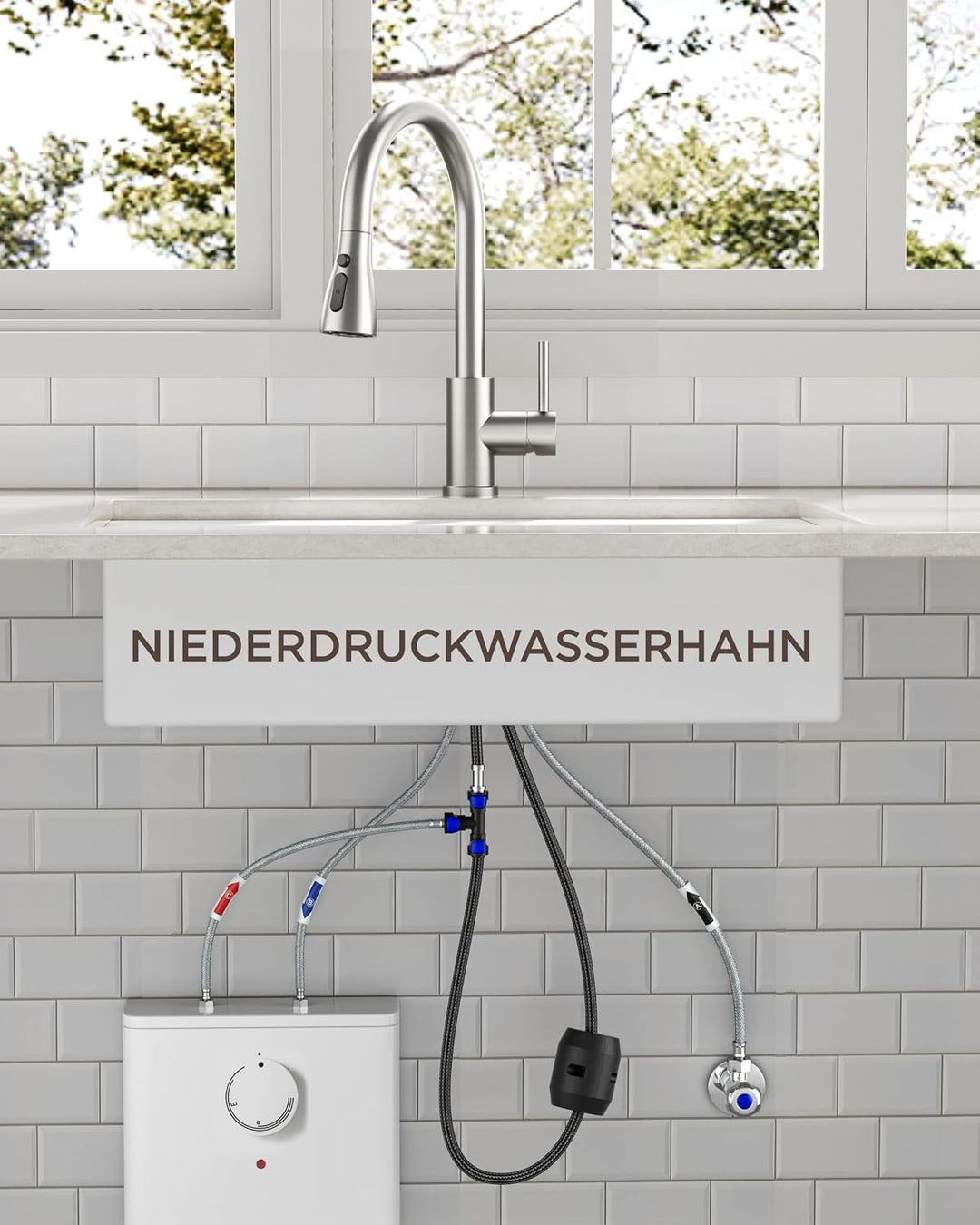 FORIOUS Wasserhahn Küche, Küchenarmatur mit Herausziehbarer Brause Ausziehbar Armatur, Mischbatterie