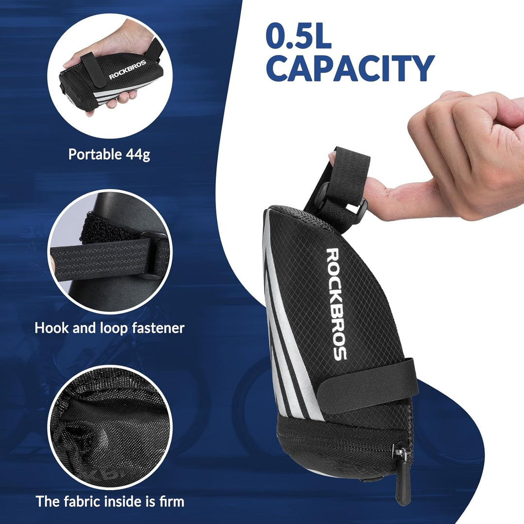 ROCKBROS Fahhrrad Satteltasche + 16 in 1 Multifunktionswerkzeug Fahrradtasche Fahrradsitz Tasche für