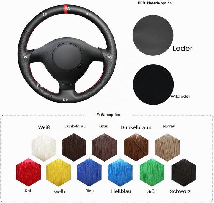 MEWANT Lenkradbezug für Golf 4 für Passat B5 für Polo MK6 für Seat Leon 1M für Fabia 1(6Y) Hand Nähe