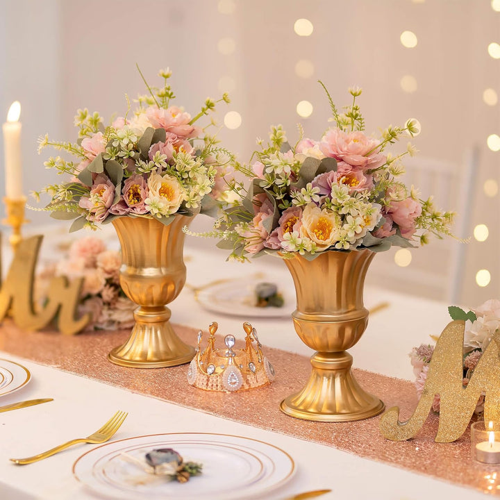 Sziqiqi Golden Metall Vase für Hochzeit - 2 Stück Klein Blumenvase Deko Hochzeit Mittelstücke, Vinta