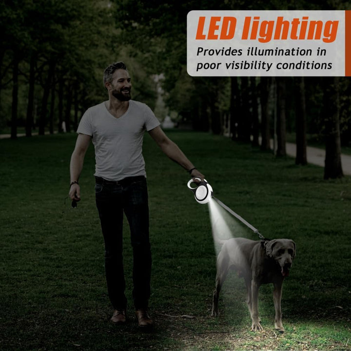 Hunde Rollleine mit LED Licht, 3/5 m Einziehbar Hundeleine, 360° Verwicklungsfrei Ausziehbar Leine m