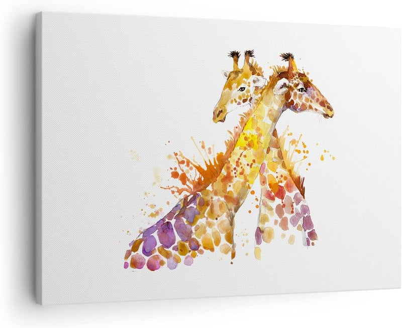 Bilder auf Leinwand Giraffen Tiere Kinder Safari Leinwandbild 70x50cm Wandbilder Dekoration Wohnzimm