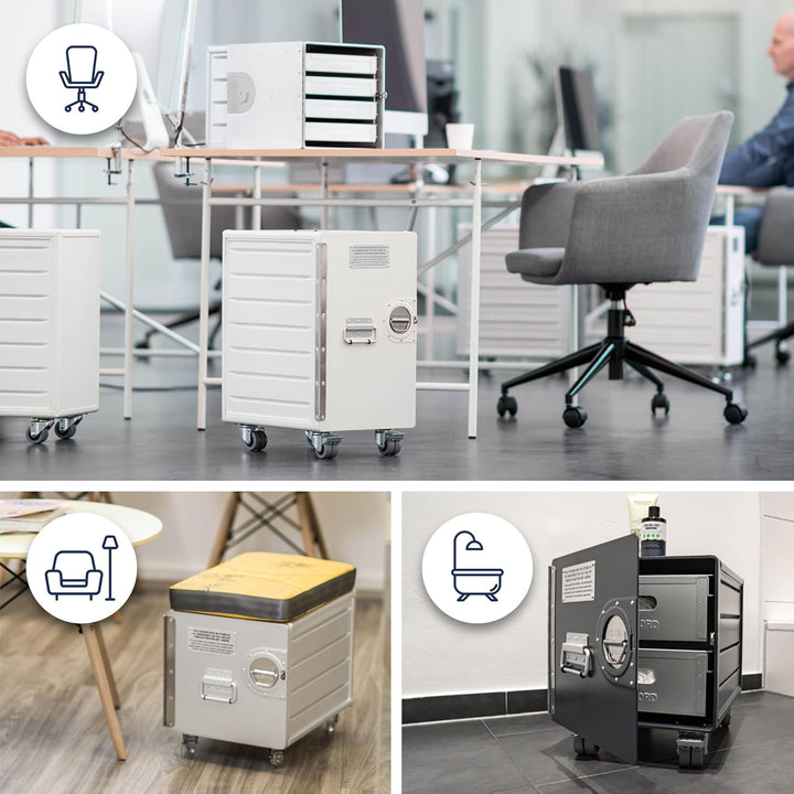 Rollcontainer mit Schubladen, Metallschrank, mobiler Aktenschrank, Schubladenschrank, Industrial Möb