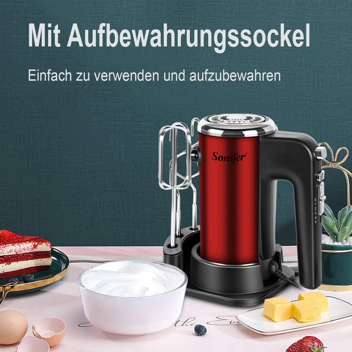 Sonifer Handrührgerät Elektrischer | 400 Watt Handmixer Edelstahl | 5 Geschwindigkeitsregler | Turbo